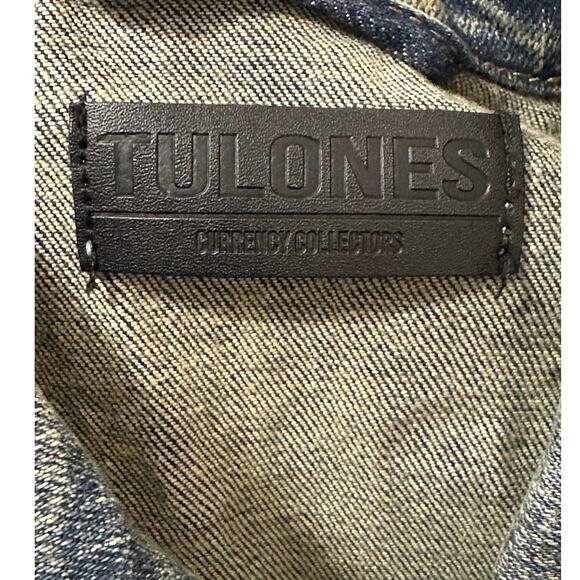 Tulones distressed splash paint stained long sleeves jean jacket size XS - Picture 3 of 15